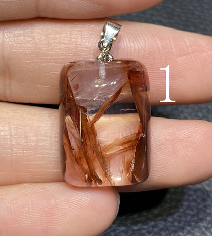 AAAA+ Natural Authentic Red Hematoid Lepidocrocite Quartz Pendant ,925 Silver Pendant,Handmade jewelry,Gemstone Jewelry ET1132