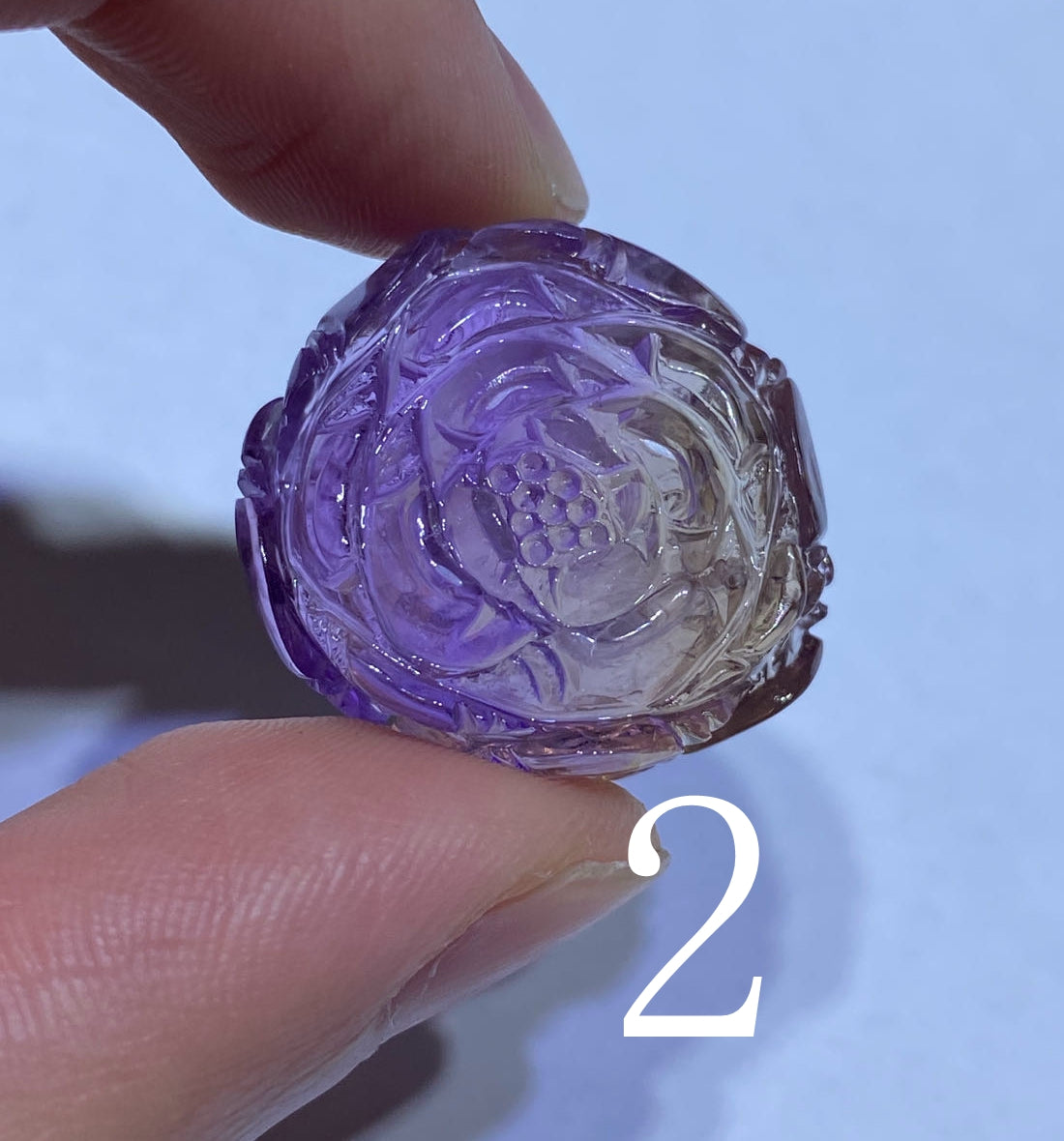 AAAA+ Natural Genuine Ametrine Pendant, Hand-carved Peony Flower Pendant, Flower Shape Pendant, Handmade Jewelry ET580