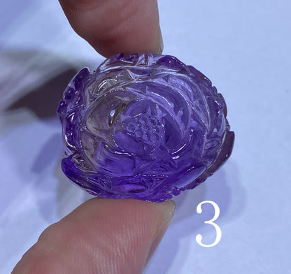 AAAA+ Natural Genuine Ametrine Pendant, Hand-carved Peony Flower Pendant, Flower Shape Pendant, Handmade Jewelry ET580