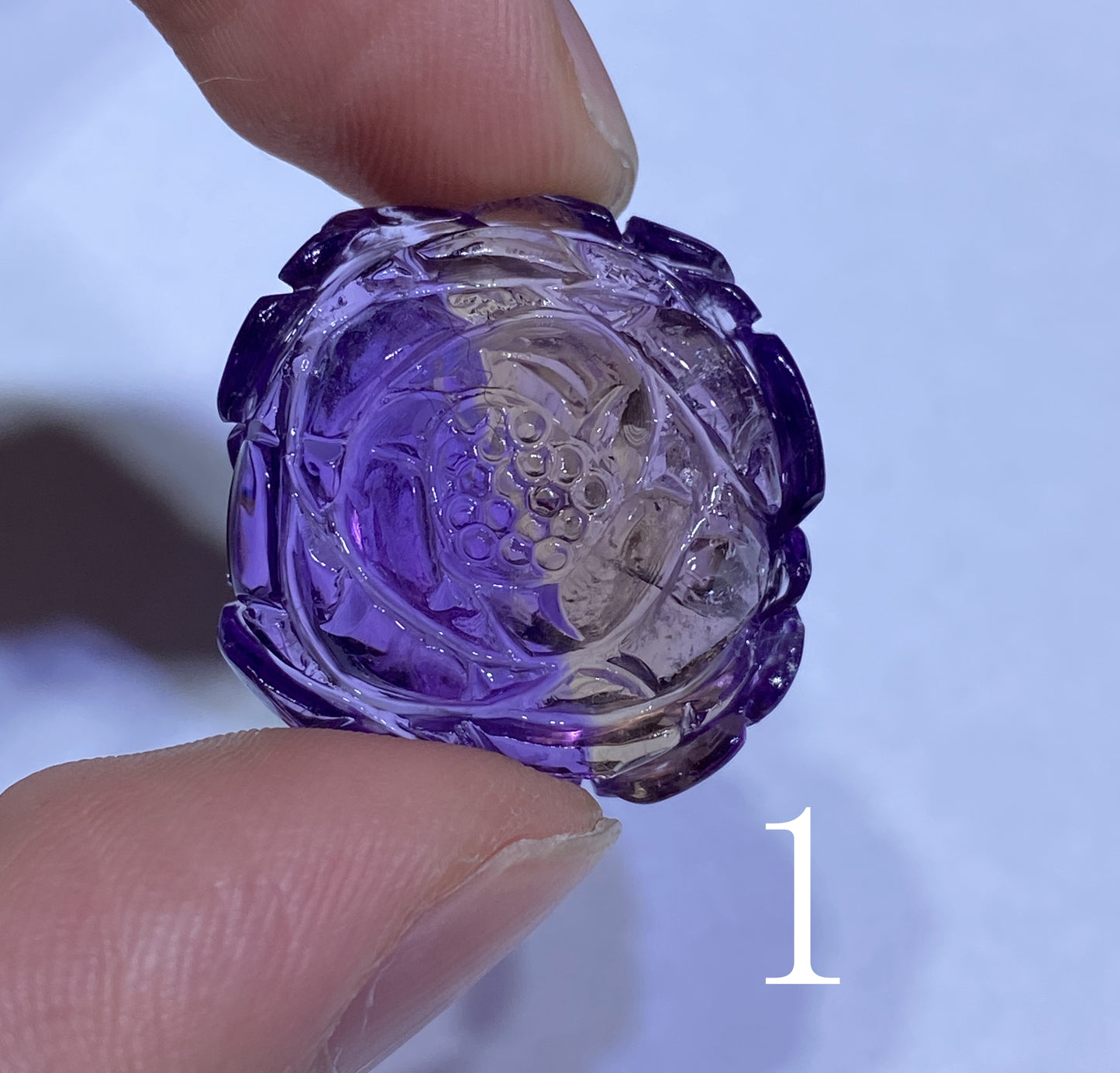 AAAA+ Natural Genuine Ametrine Pendant, Hand-carved Peony Flower Pendant, Flower Shape Pendant, Handmade Jewelry ET580