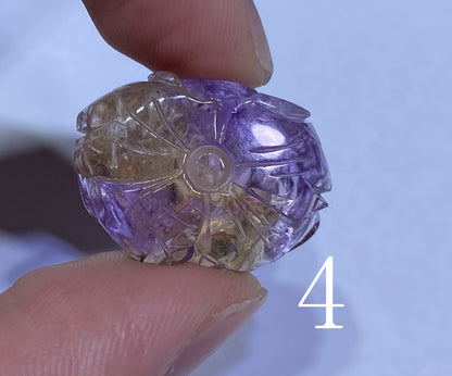 AAAA+ Natural Genuine Ametrine Pendant, Hand-carved Peony Flower Pendant, Flower Shape Pendant, Handmade Jewelry ET580