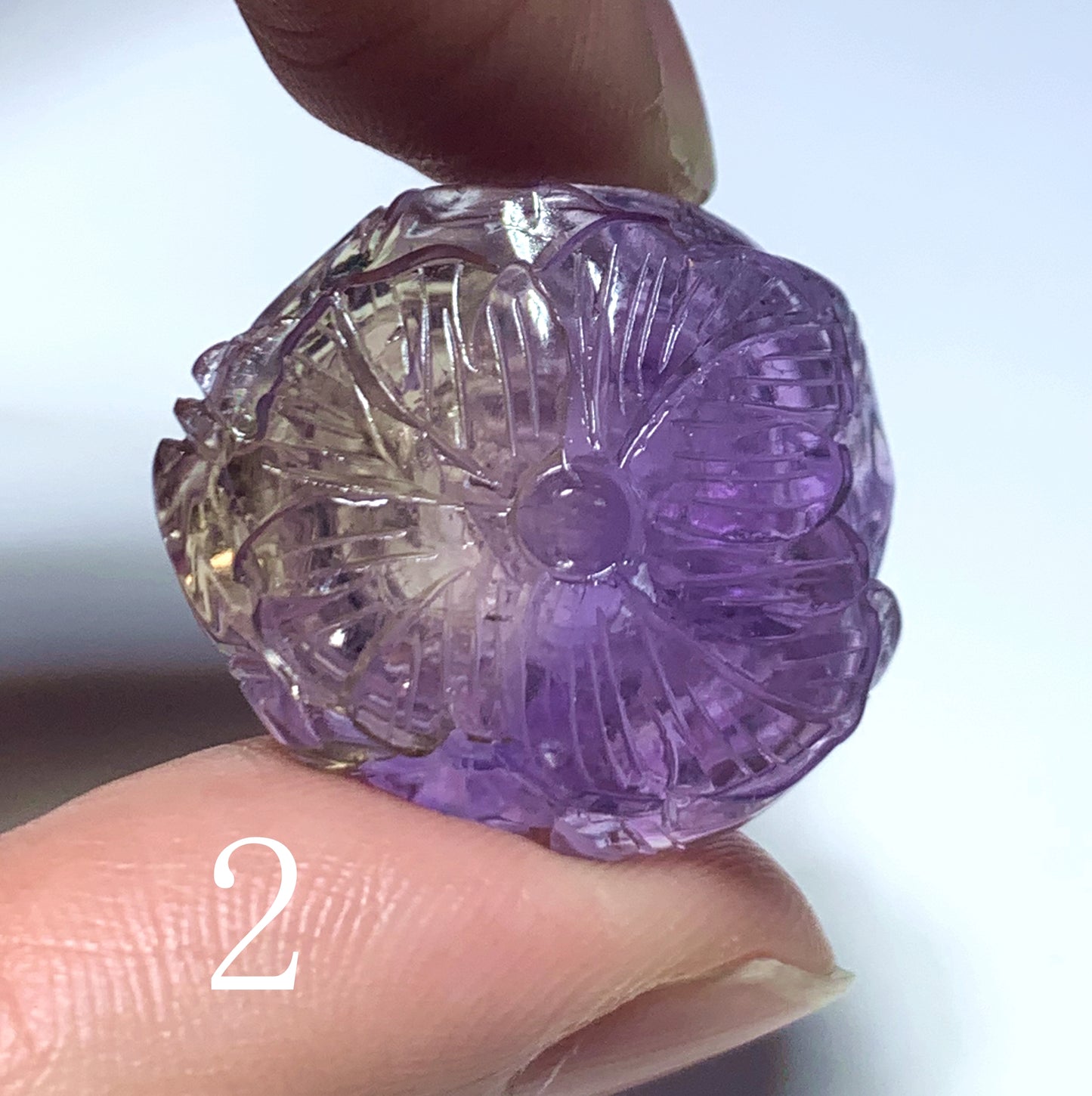 AAAA+ Natural Genuine Ametrine Pendant, Hand-carved Peony Flower Pendant, Flower Shape Pendant, Handmade Jewelry ET580