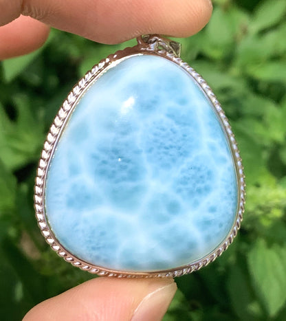 AAAA Natural Authentic Dominican Larimar Pendant,Larimar Stone,Gift For Her,Healing Stone Jewelry,Larimar Jewelry ET197