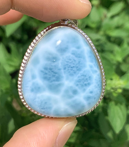 AAAA Natural Authentic Dominican Larimar Pendant,Larimar Stone,Gift For Her,Healing Stone Jewelry,Larimar Jewelry ET197