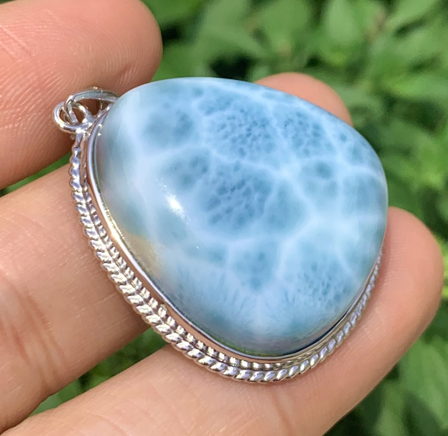 AAAA Natural Authentic Dominican Larimar Pendant,Larimar Stone,Gift For Her,Healing Stone Jewelry,Larimar Jewelry ET197