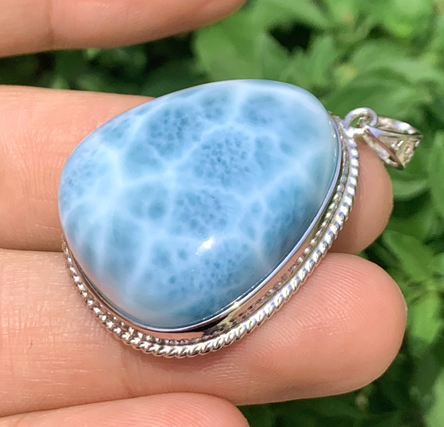 AAAA Natural Authentic Dominican Larimar Pendant,Larimar Stone,Gift For Her,Healing Stone Jewelry,Larimar Jewelry ET197