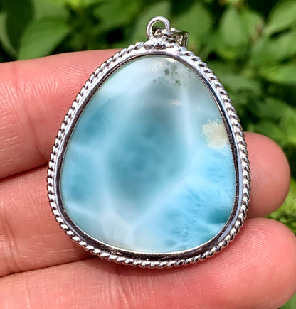 AAAA Natural Authentic Dominican Larimar Pendant,Larimar Stone,Gift For Her,Healing Stone Jewelry,Larimar Jewelry ET197