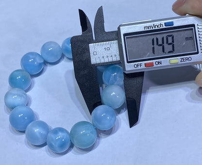 Larimar,AAA Natural Authentic Dominican Larimar Bracelect,Gems Bracelect,Crystal Bracelet,15mm Bracelect ET217