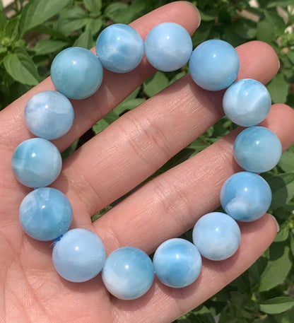 Larimar,AAA Natural Authentic Dominican Larimar Bracelect,Gems Bracelect,Crystal Bracelet,15mm Bracelect ET217