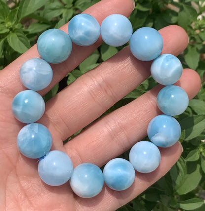 Larimar,AAA Natural Authentic Dominican Larimar Bracelect,Gems Bracelect,Crystal Bracelet,15mm Bracelect ET217