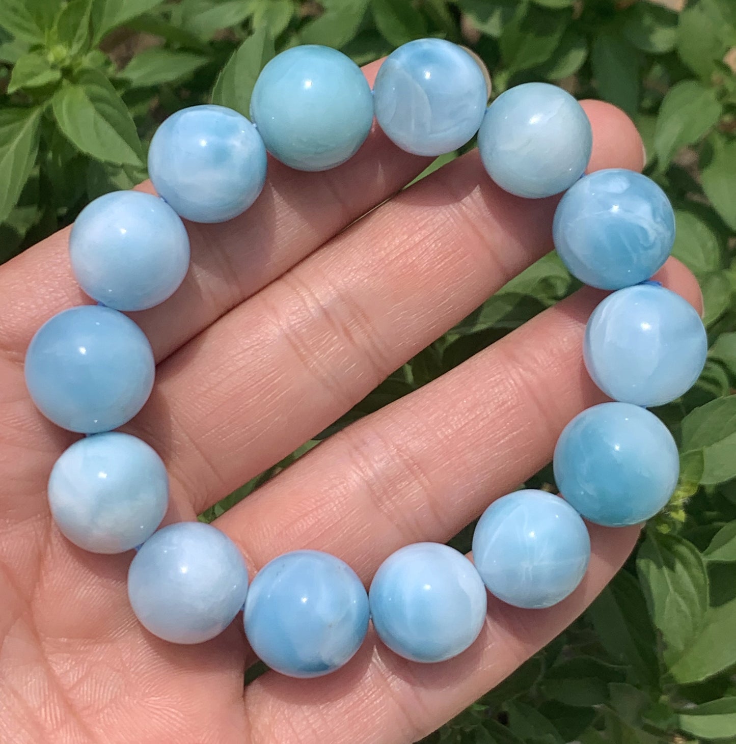 Larimar,AAA Natural Authentic Dominican Larimar Bracelect,Gems Bracelect,Crystal Bracelet,15mm Bracelect ET217