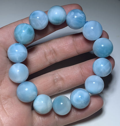 Larimar,AAA Natural Authentic Dominican Larimar Bracelect,Gems Bracelect,Crystal Bracelet,15mm Bracelect ET217