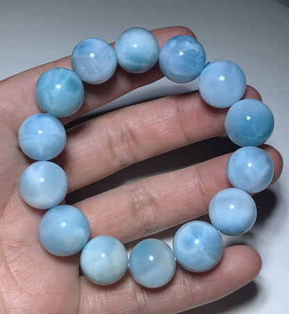 Larimar,AAA Natural Authentic Dominican Larimar Bracelect,Gems Bracelect,Crystal Bracelet,15mm Bracelect ET217