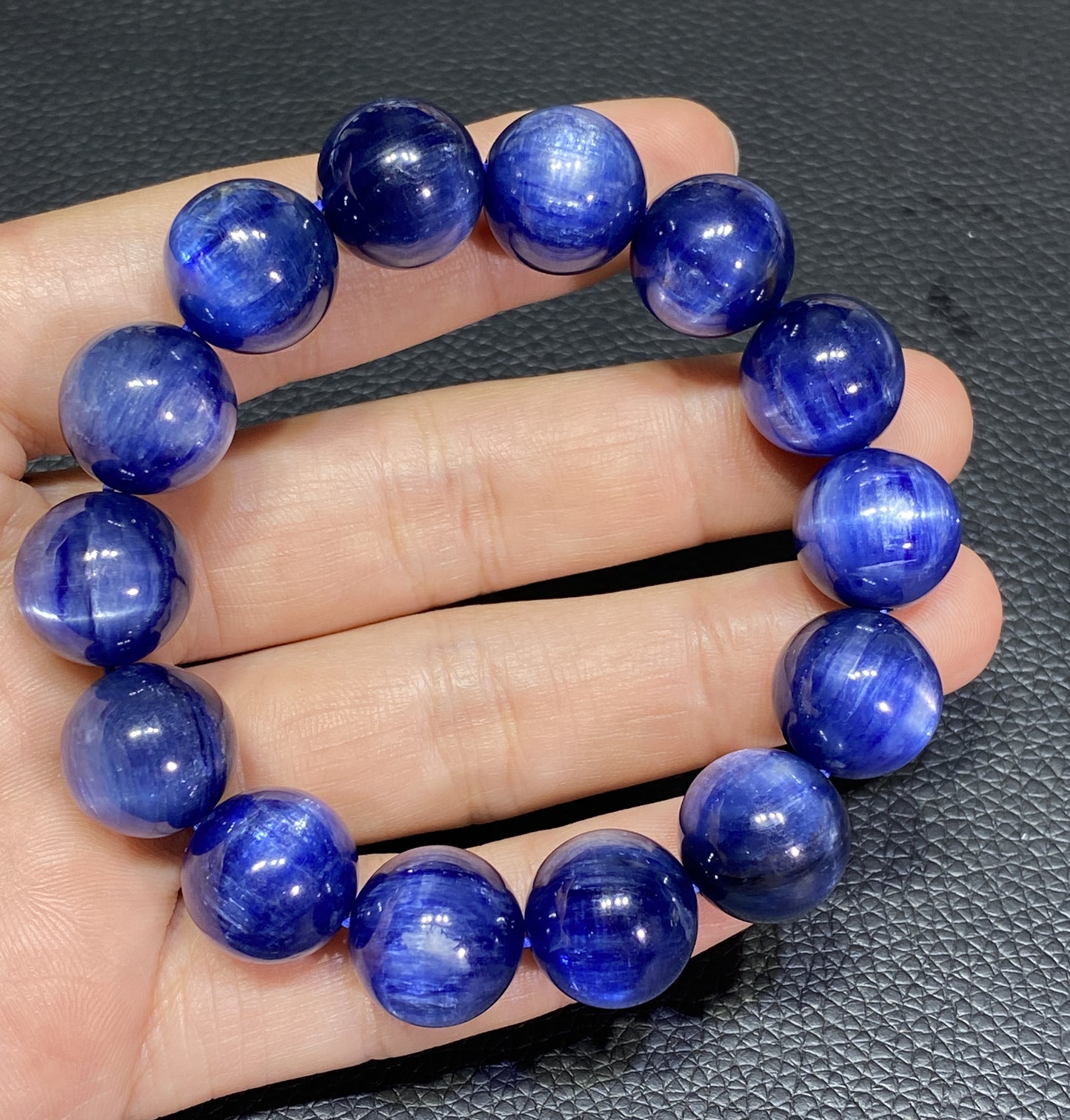 AAAA Natural Kyanite Bracelet, 14mm Round Bracelet,Tiny Blue Kyanite,Gems Bracelet,Men's Bracelet,Woman's Bracelet ET1144