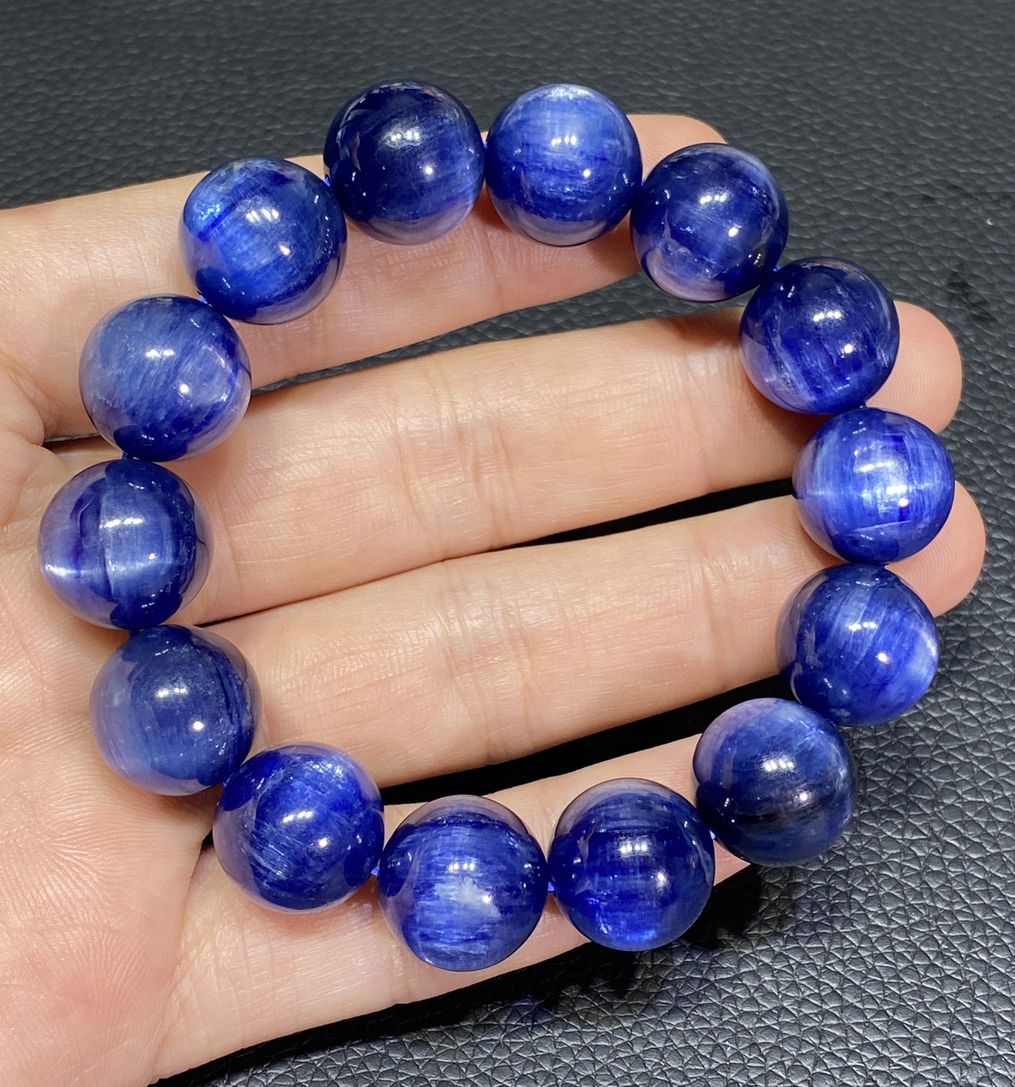 AAAA Natural Kyanite Bracelet, 14mm Round Bracelet,Tiny Blue Kyanite,Gems Bracelet,Men's Bracelet,Woman's Bracelet ET1144