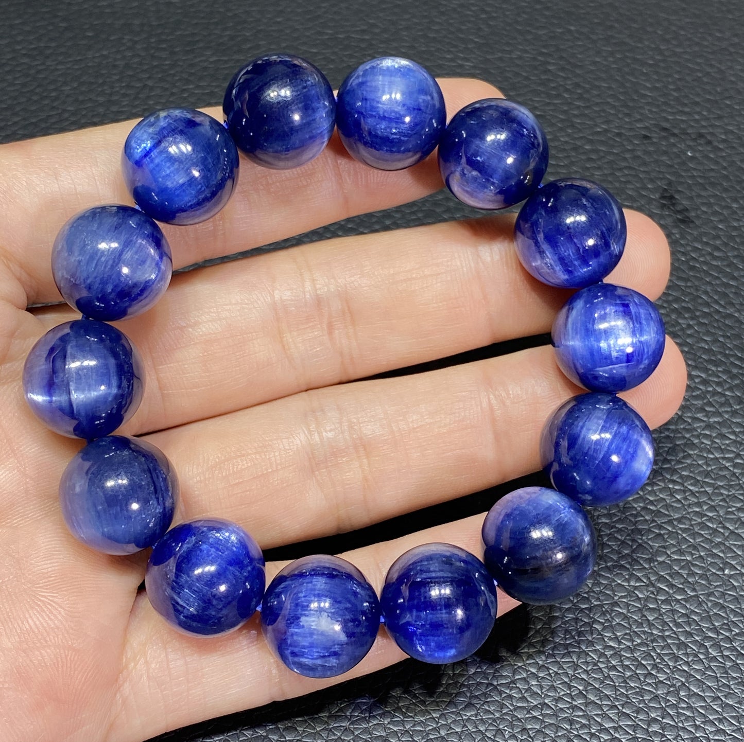 AAAA Natural Kyanite Bracelet, 14mm Round Bracelet,Tiny Blue Kyanite,Gems Bracelet,Men's Bracelet,Woman's Bracelet ET1144