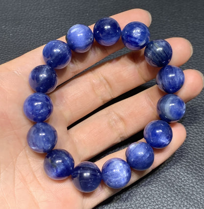 AAAA Natural Kyanite Bracelet, 10mm Round Bracelet,Tiny Blue Kyanite,Gems Bracelet,Men's Bracelet,Woman's Bracelet ET590