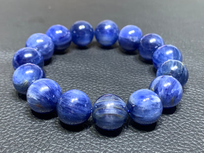 AAAA Natural Kyanite Bracelet, 10mm Round Bracelet,Tiny Blue Kyanite,Gems Bracelet,Men's Bracelet,Woman's Bracelet ET590