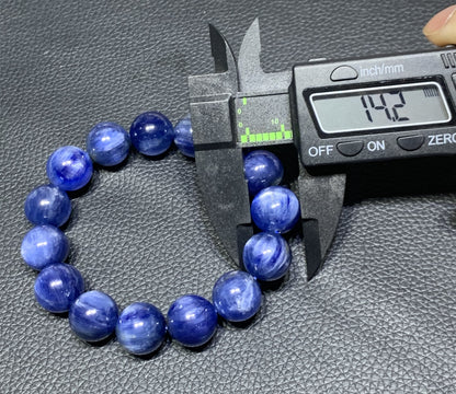 AAAA Natural Kyanite Bracelet, 10mm Round Bracelet,Tiny Blue Kyanite,Gems Bracelet,Men's Bracelet,Woman's Bracelet ET590