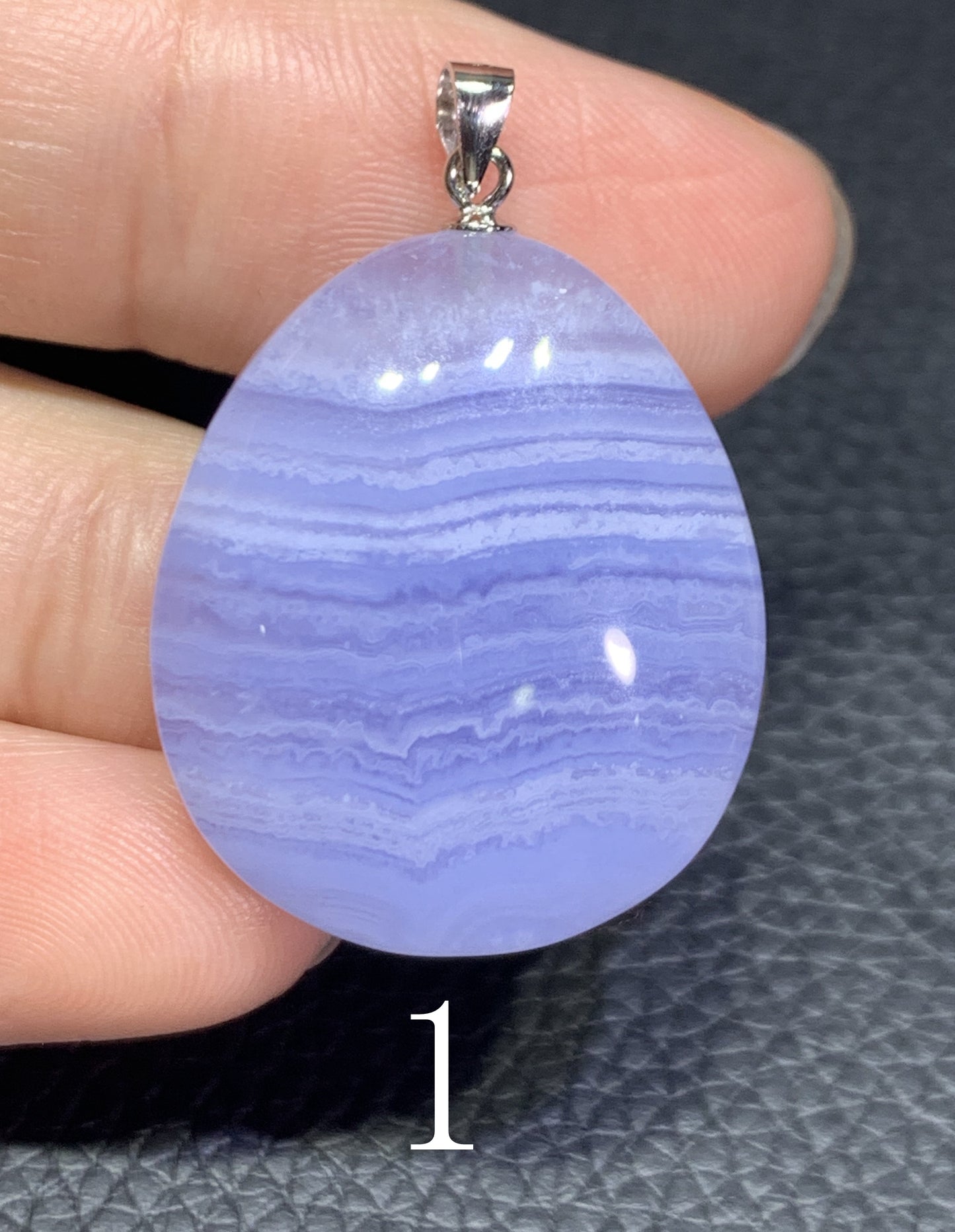 AAAA+ Natural Blue Lace Agate Stone Pendant, S925 Pear Pendant, Agate Pendant,Healing Stone Jewelry ET1069