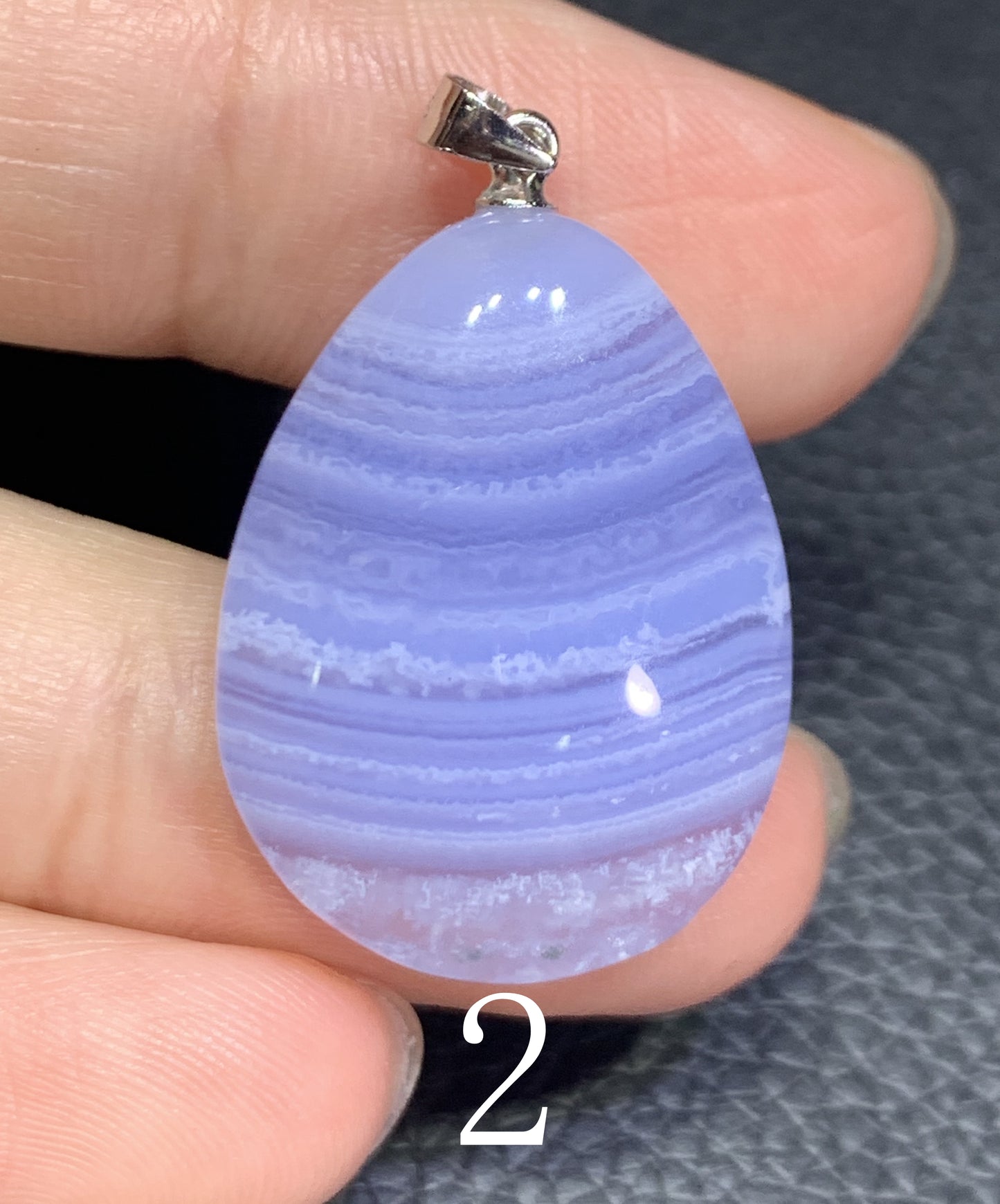 AAAA+ Natural Blue Lace Agate Stone Pendant, S925 Pear Pendant, Agate Pendant,Healing Stone Jewelry ET1069