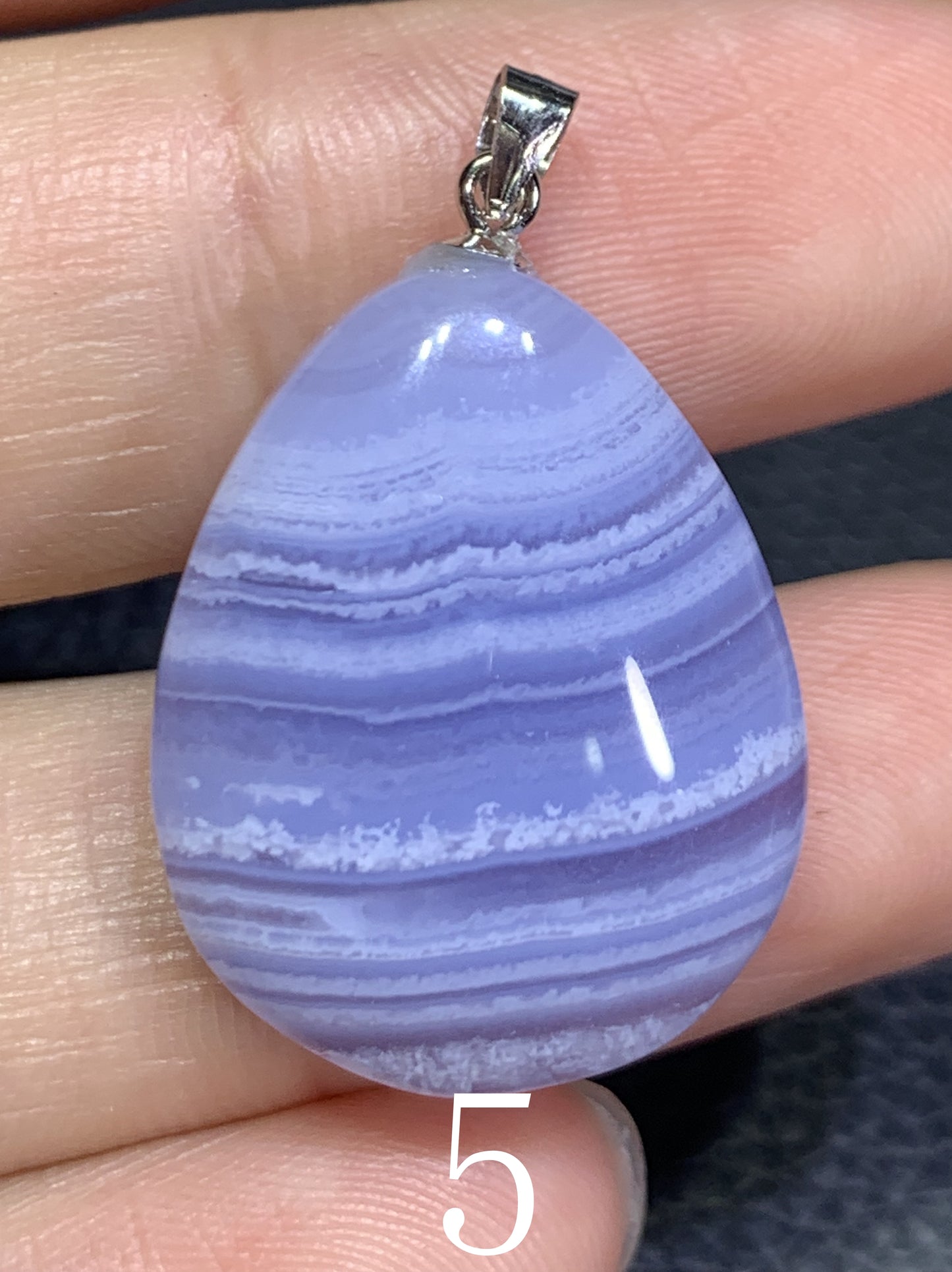 AAAA+ Natural Blue Lace Agate Stone Pendant, S925 Pear Pendant, Agate Pendant,Healing Stone Jewelry ET1069