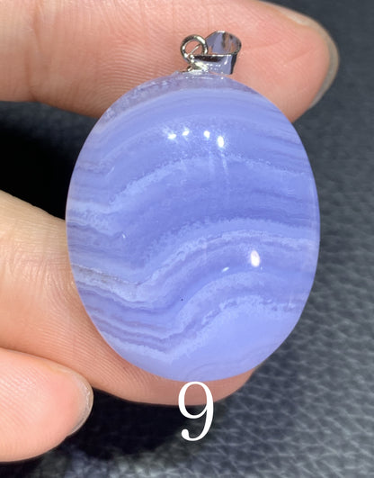 AAAA+ Natural Blue Lace Agate Stone Pendant, S925 Pear Pendant, Agate Pendant,Healing Stone Jewelry ET1069