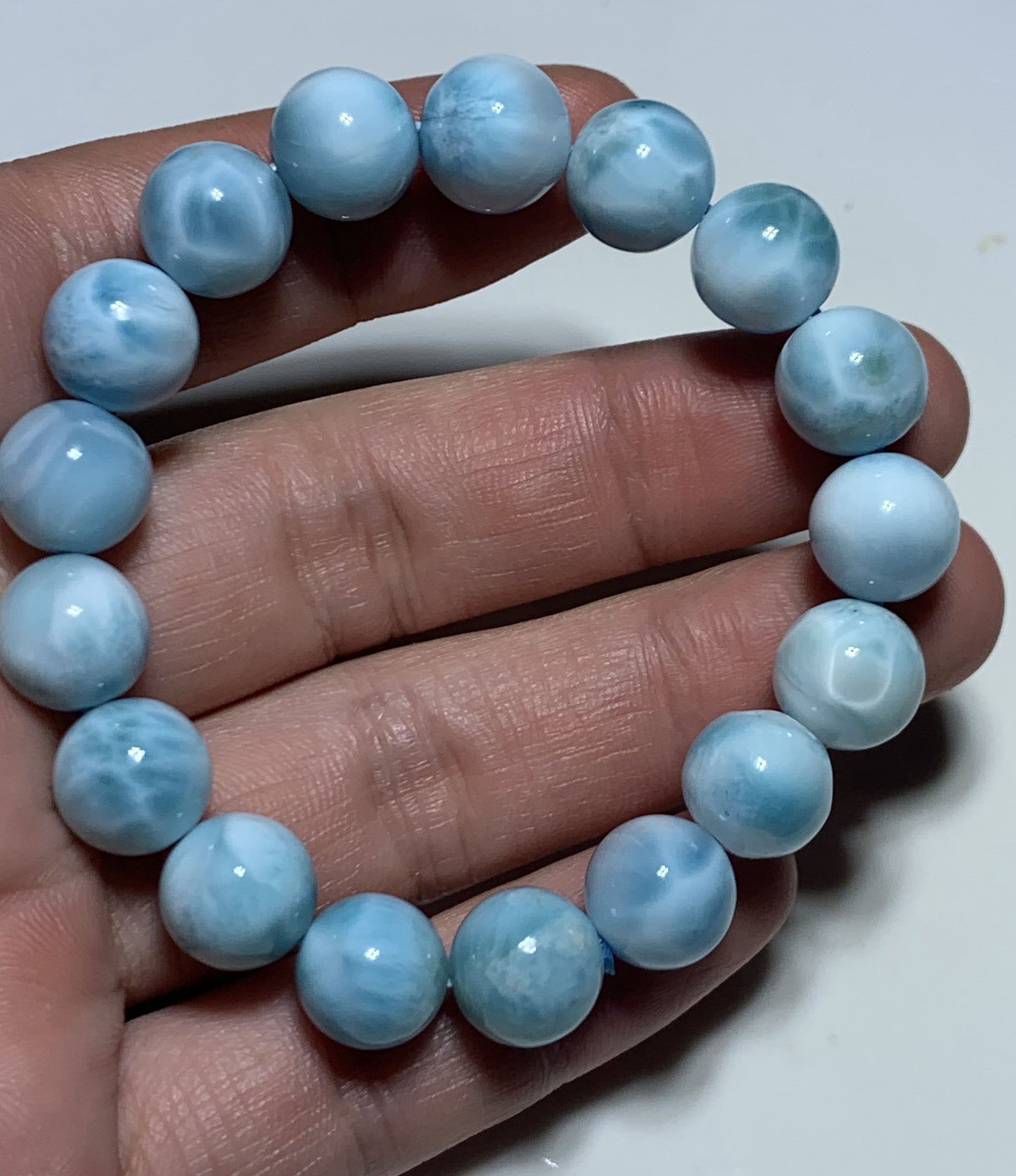 AAA Natural Authentic Dominican Larimar Bracelet,Gems Jewelry,Gems Bracelet,11.4mm Bracelet,Crystal Bracelet ET687