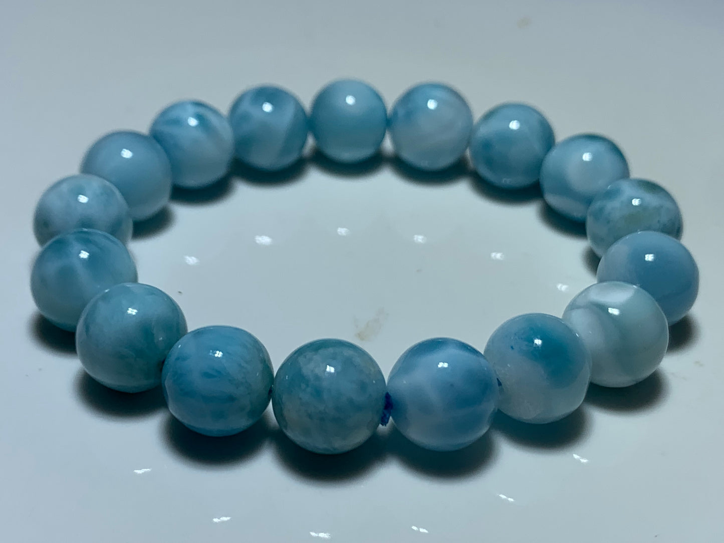 AAA Natural Authentic Dominican Larimar Bracelet,Gems Jewelry,Gems Bracelet,11.4mm Bracelet,Crystal Bracelet ET687