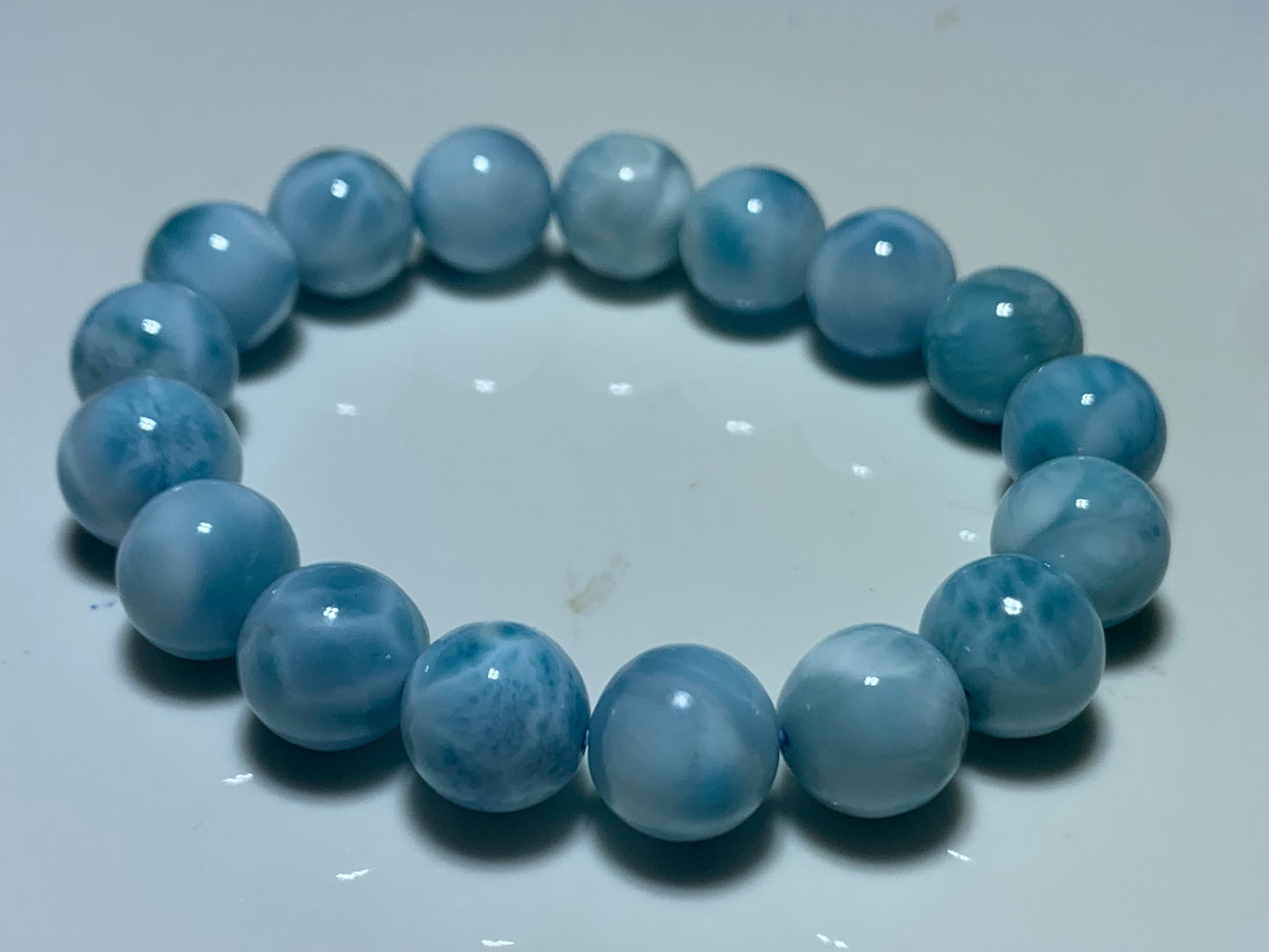 AAA Natural Authentic Dominican Larimar Bracelet,Gems Jewelry,Gems Bracelet,11.4mm Bracelet,Crystal Bracelet ET687