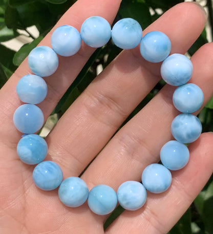 AAA Natural Authentic Dominican Larimar Bracelet,Gems Jewelry,Gems Bracelet,11.4mm Bracelet,Crystal Bracelet ET687