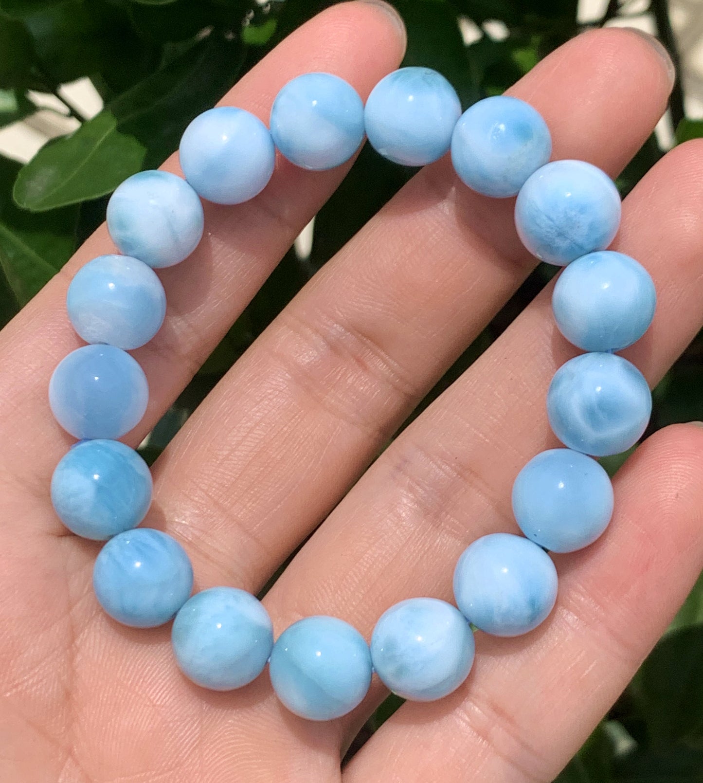 AAA Natural Authentic Dominican Larimar Bracelet,Gems Jewelry,Gems Bracelet,11.4mm Bracelet,Crystal Bracelet ET687