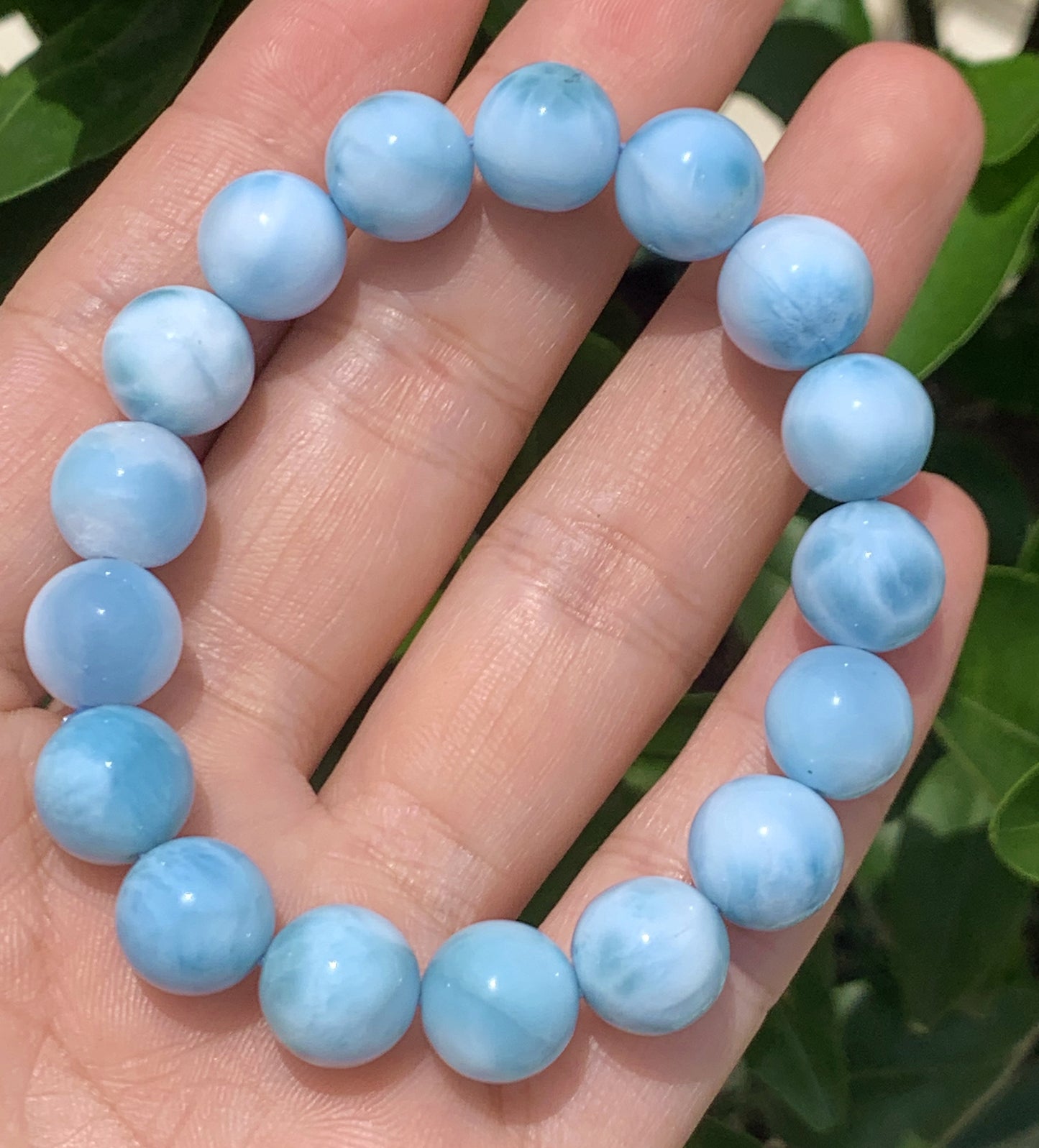 AAA Natural Authentic Dominican Larimar Bracelet,Gems Jewelry,Gems Bracelet,11.4mm Bracelet,Crystal Bracelet ET687