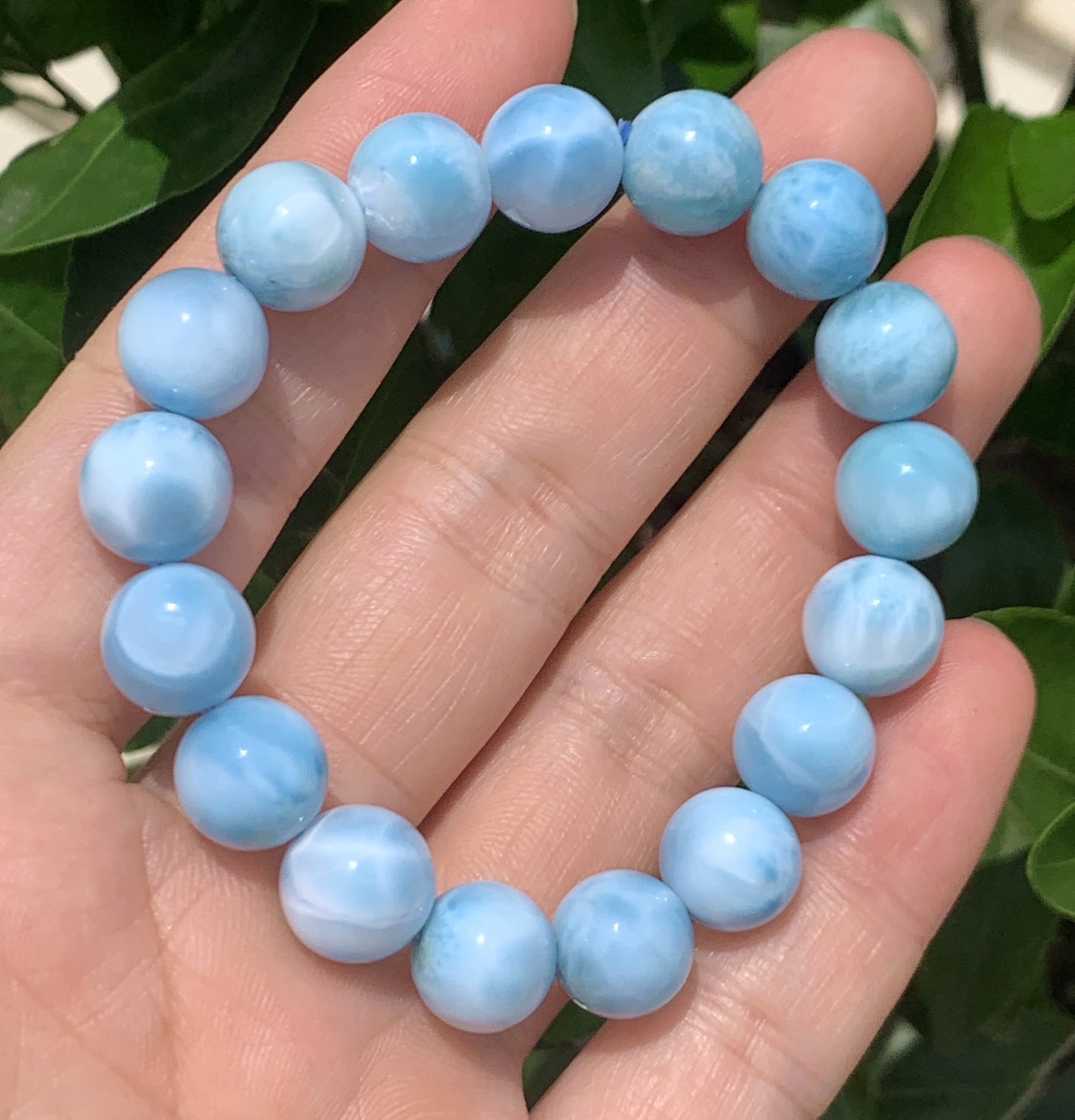 AAA Natural Authentic Dominican Larimar Bracelet,Gems Jewelry,Gems Bracelet,11.4mm Bracelet,Crystal Bracelet ET687