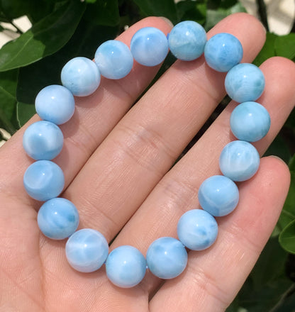 AAA Natural Authentic Dominican Larimar Bracelet,Gems Jewelry,Gems Bracelet,11.4mm Bracelet,Crystal Bracelet ET687