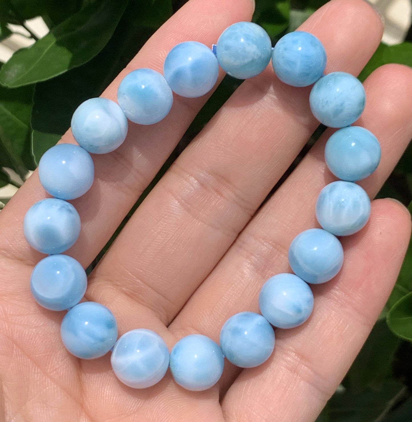 AAA Natural Authentic Dominican Larimar Bracelet,Gems Jewelry,Gems Bracelet,11.4mm Bracelet,Crystal Bracelet ET687