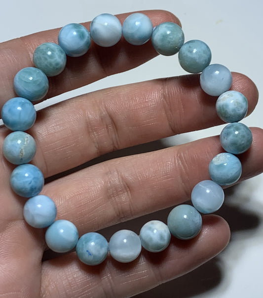 AA+ Natural Authentic Dominican Larimar Bracelet,Gems Jewelry,Gems Bracelet,9mm Bracelet,Crystal Bracelet,ET777