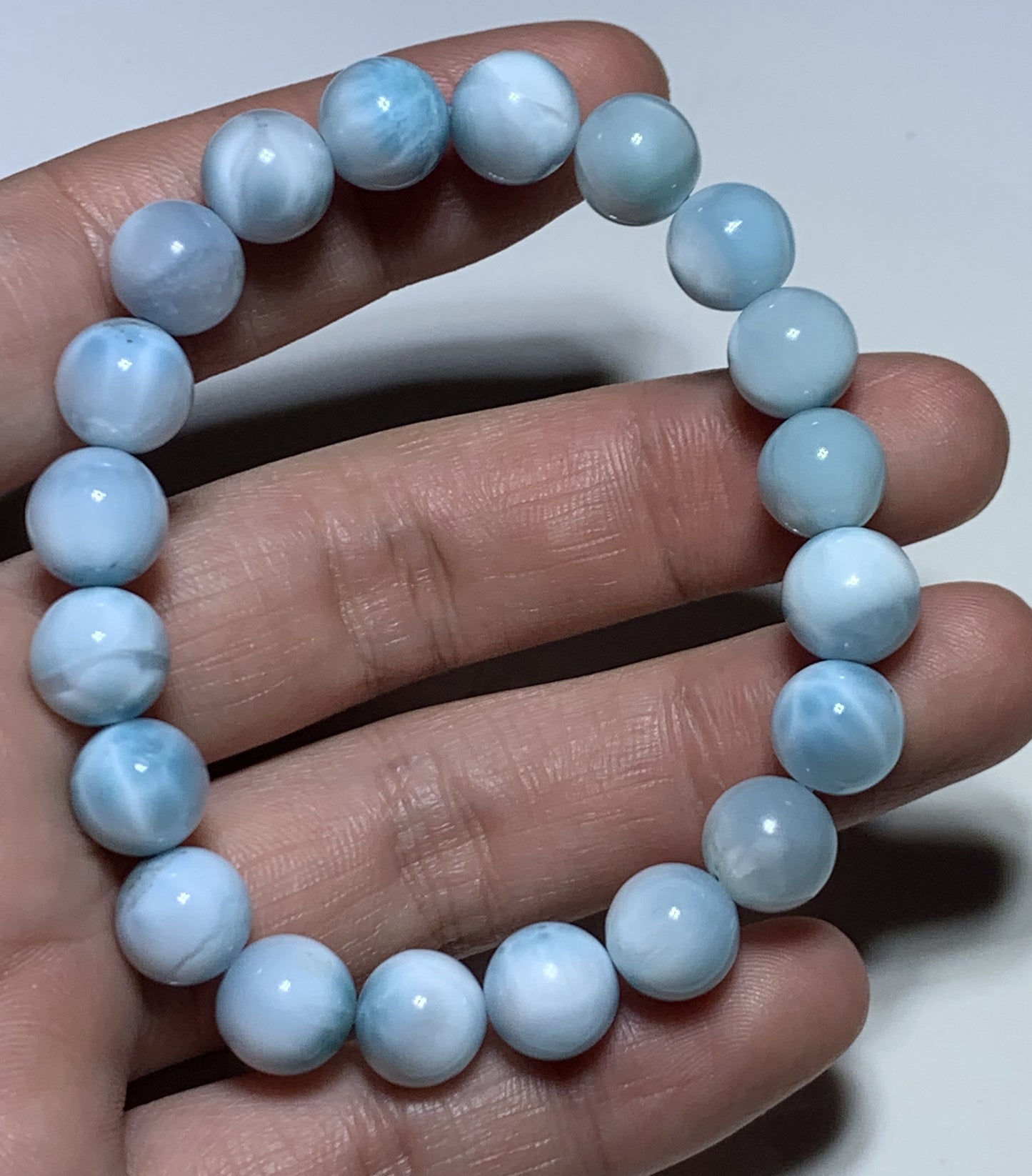 Larimar,AAAA+Natural Authentic Dominican Larimar Bracelect,Blue Bracelect, Gift for Boy and men,10mm Bracelect,Father's Day Gift ET546