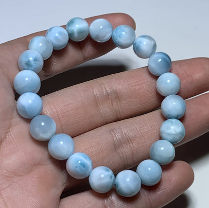 Larimar,AAAA+Natural Authentic Dominican Larimar Bracelect,Blue Bracelect, Gift for Boy and men,10mm Bracelect,Father's Day Gift ET546