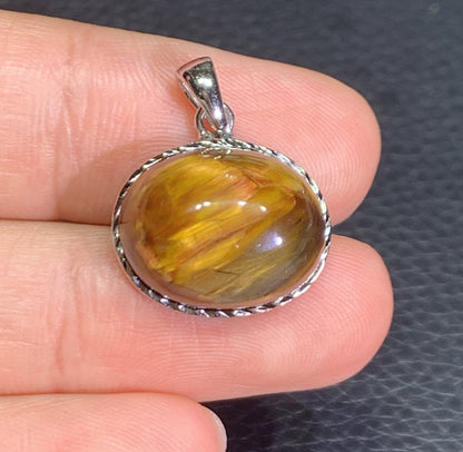 AAAA Natural Namibian Pietersite 925 Silver Pendant, Colored Full Fire Pietersite Pendant, Pietersite Gemstone ET1020