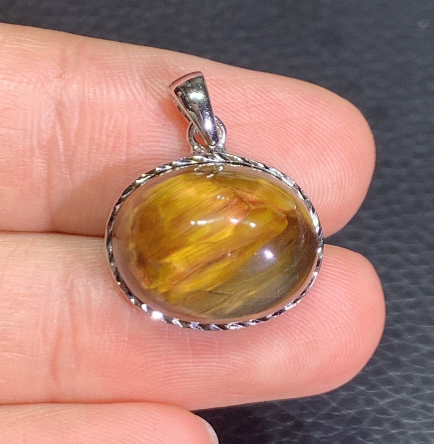 AAAA Natural Namibian Pietersite 925 Silver Pendant, Colored Full Fire Pietersite Pendant, Pietersite Gemstone ET1020