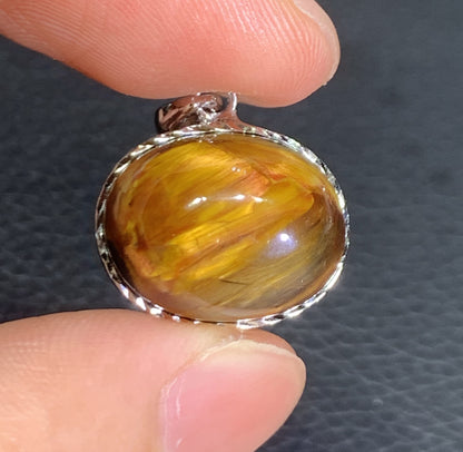 AAAA Natural Namibian Pietersite 925 Silver Pendant, Colored Full Fire Pietersite Pendant, Pietersite Gemstone ET1020