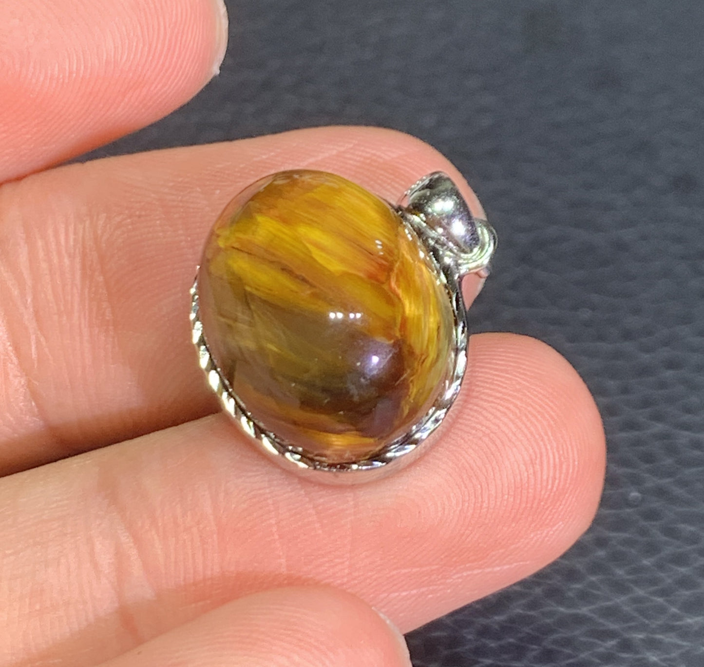 AAAA Natural Namibian Pietersite 925 Silver Pendant, Colored Full Fire Pietersite Pendant, Pietersite Gemstone ET1020