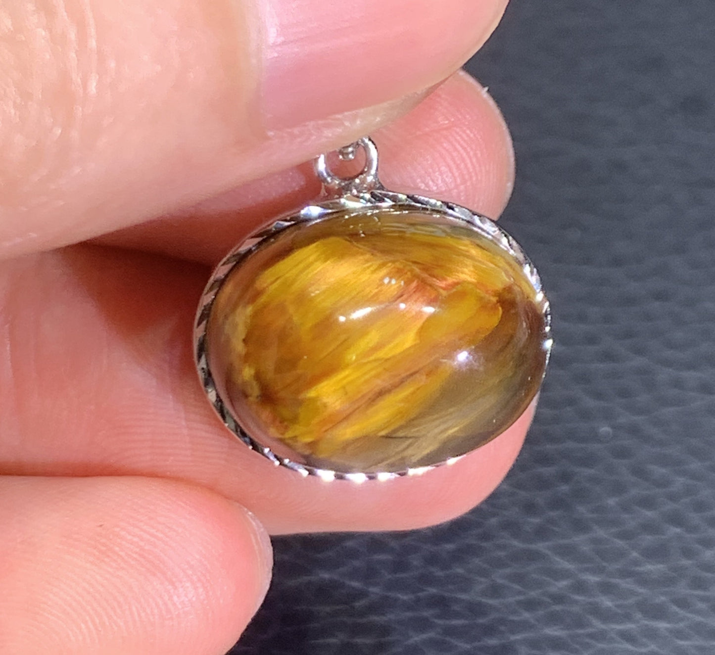 AAAA Natural Namibian Pietersite 925 Silver Pendant, Colored Full Fire Pietersite Pendant, Pietersite Gemstone ET1020