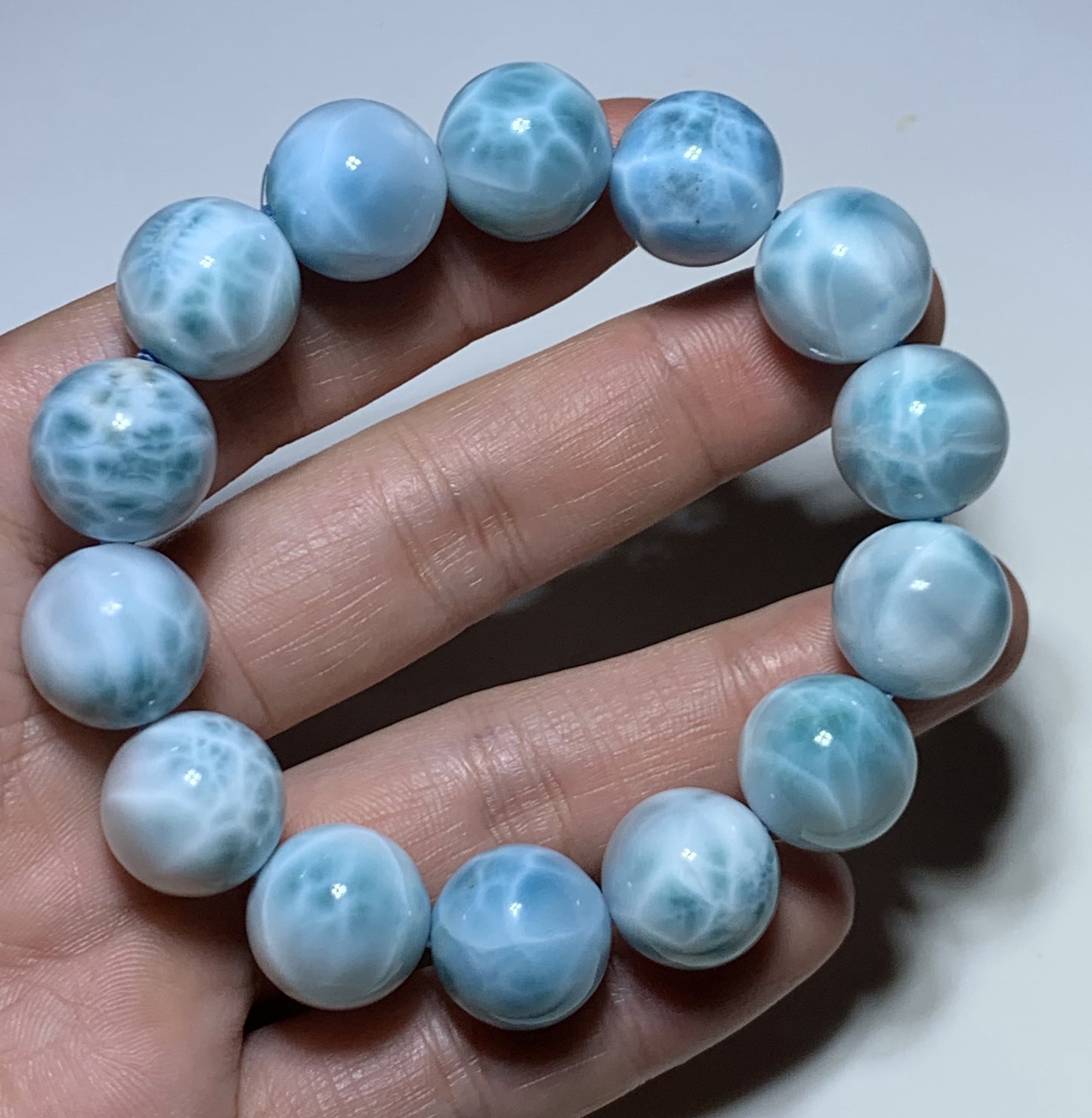 AAA Natural Authentic Dominican Larimar Bracelet,Gems Jewelry,Gems Bracelet,16mm Bracelet,Crystal Bracelet,ET1163