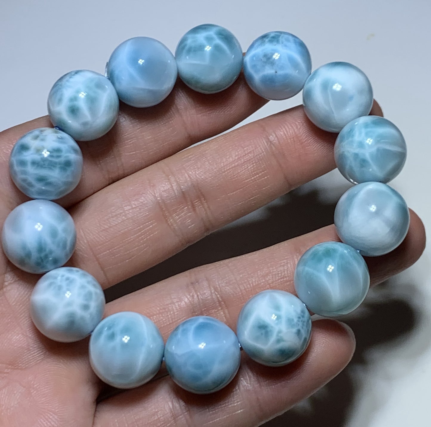 AAA Natural Authentic Dominican Larimar Bracelet,Gems Jewelry,Gems Bracelet,16mm Bracelet,Crystal Bracelet,ET1163