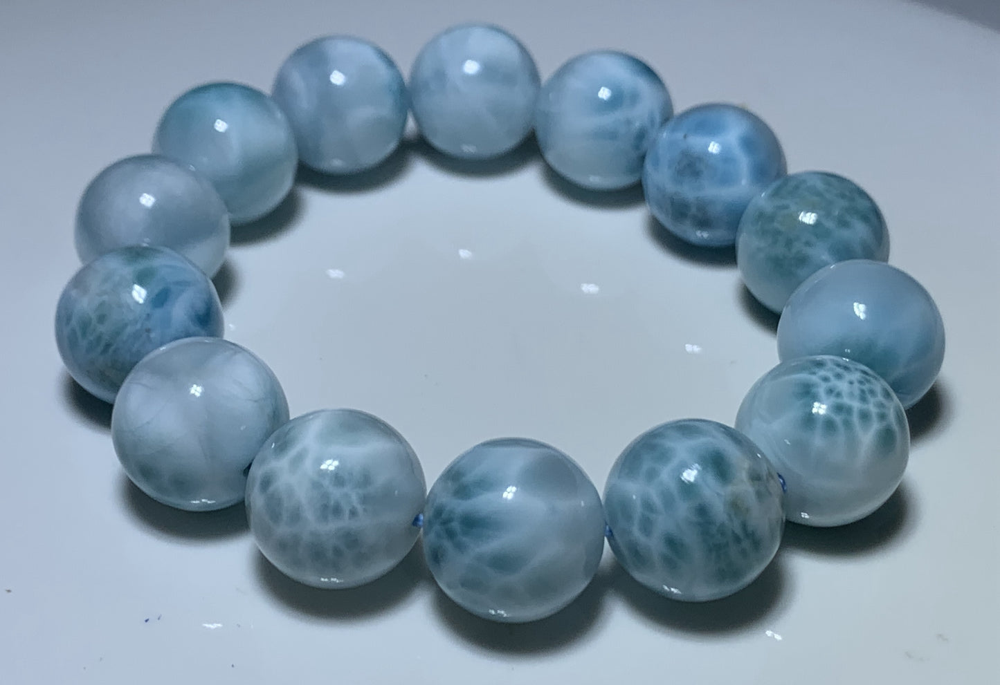 AAA Natural Authentic Dominican Larimar Bracelet,Gems Jewelry,Gems Bracelet,16mm Bracelet,Crystal Bracelet,ET1163