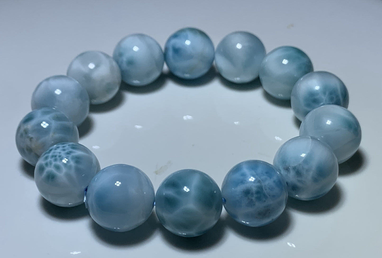 AAA Natural Authentic Dominican Larimar Bracelet,Gems Jewelry,Gems Bracelet,16mm Bracelet,Crystal Bracelet,ET1163