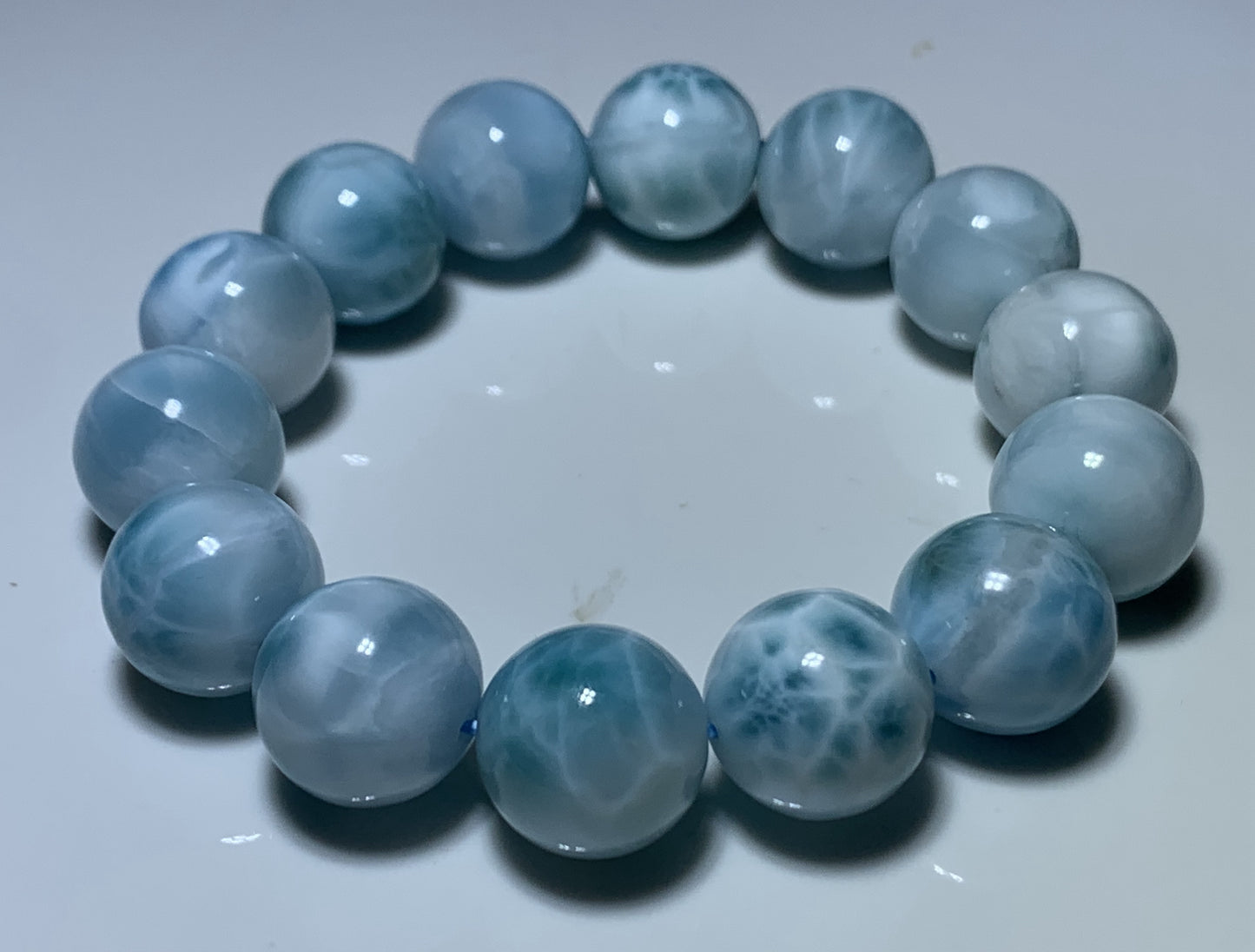 AAA Natural Authentic Dominican Larimar Bracelet,Gems Jewelry,Gems Bracelet,16mm Bracelet,Crystal Bracelet,ET1163