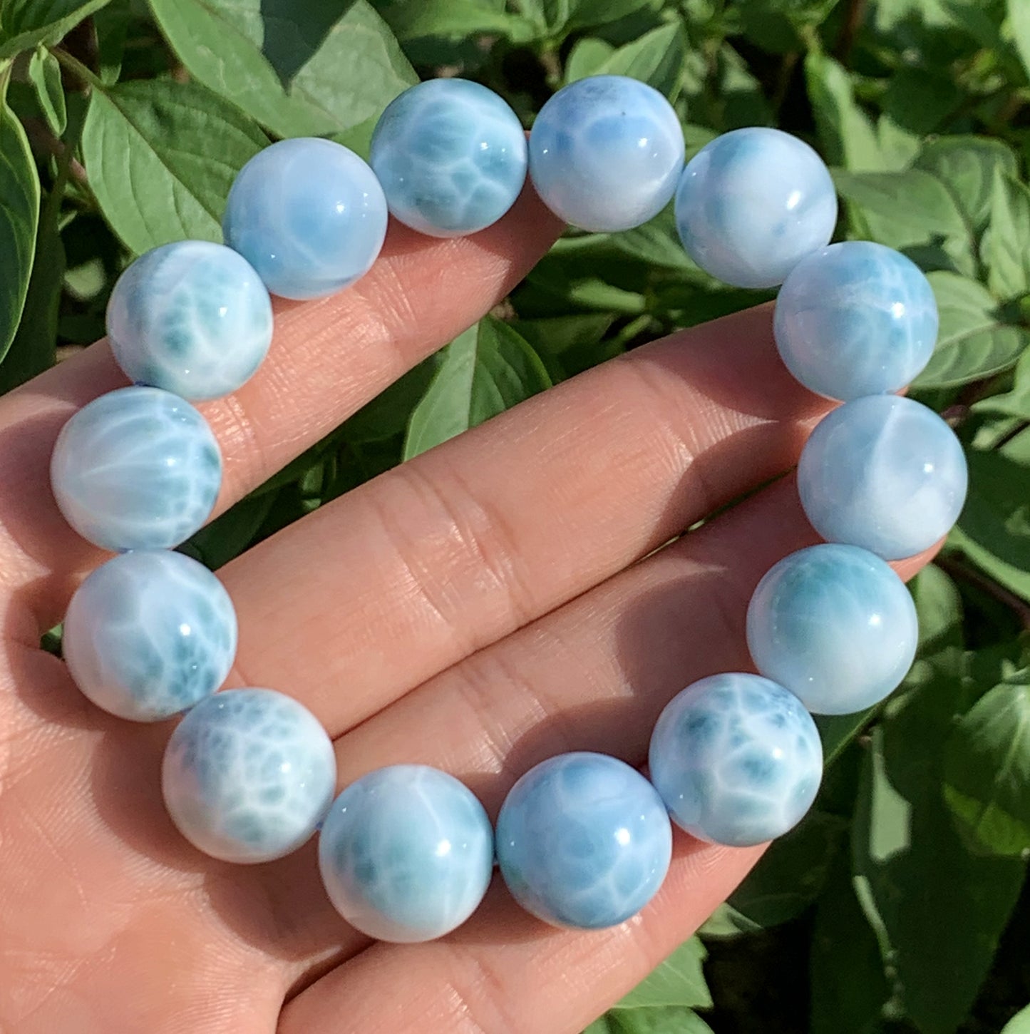 AAA Natural Authentic Dominican Larimar Bracelet,Gems Jewelry,Gems Bracelet,16mm Bracelet,Crystal Bracelet,ET1163